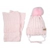 Caciula copii dublura fleece + fular roz pal fundita