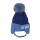 Caciula copii dublura fleece sport bleumarin-albastru