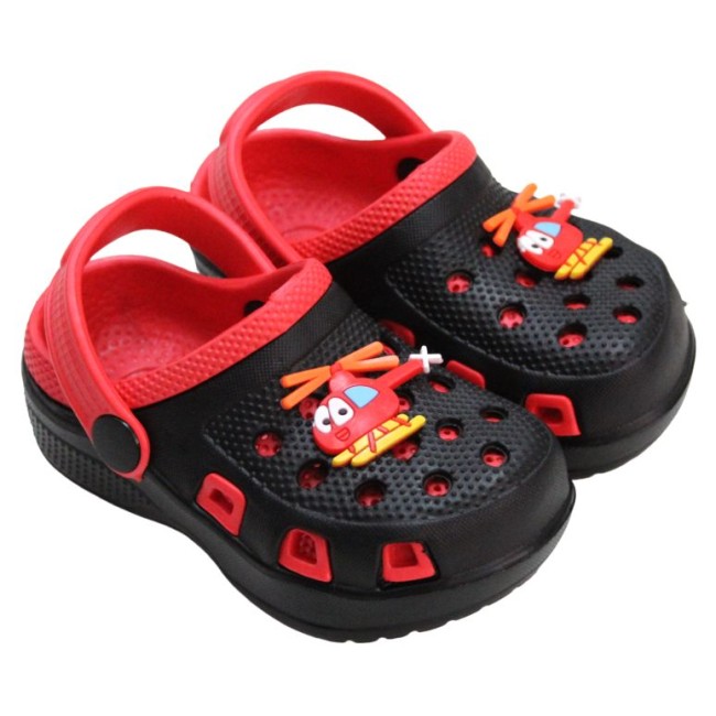 papuci copii negru-rosu