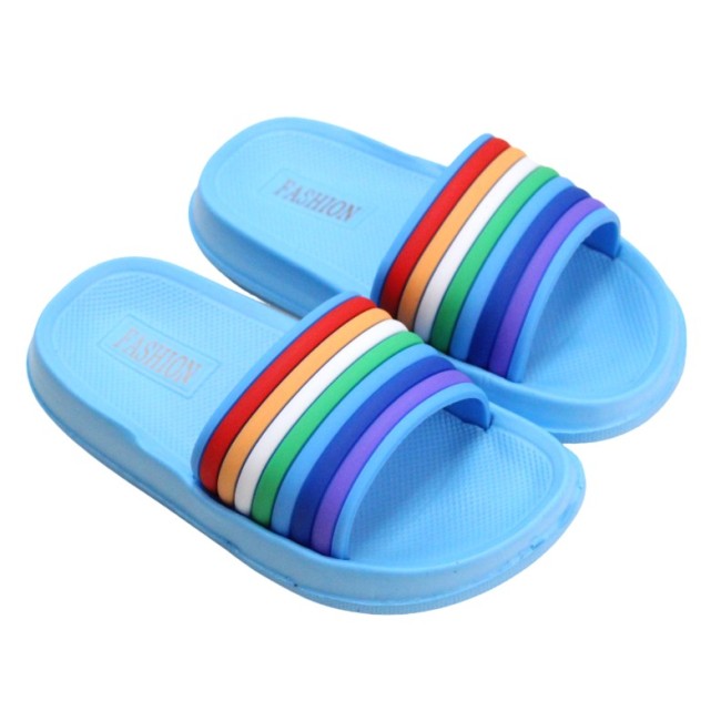 papuci copii bleu dungi colorate