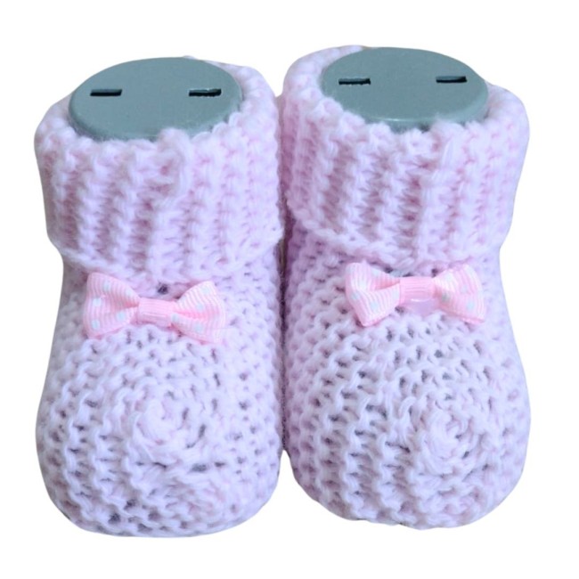 Botosei tricotati bebe 0-3 luni roz