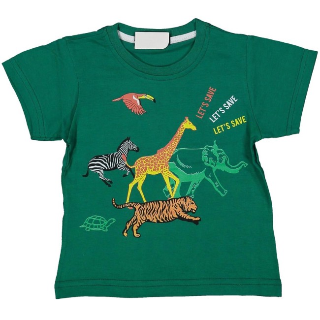 Tricou copii let's save safari verde