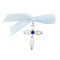 Set 25 marturii botez cruciulita cu fundita bleu