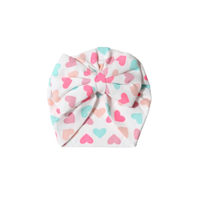 Turban fetite alb inimi colorate