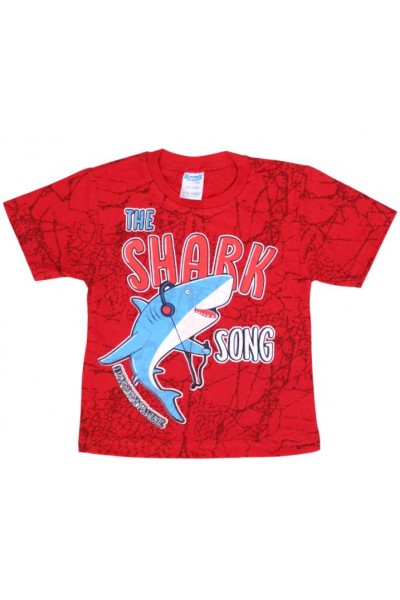 tricou bumbac rosu shark