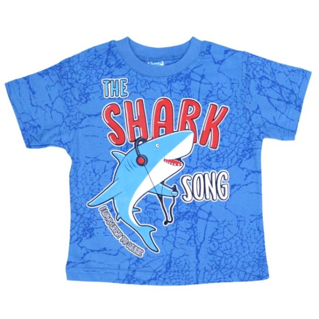 tricou bumbac albastru shark