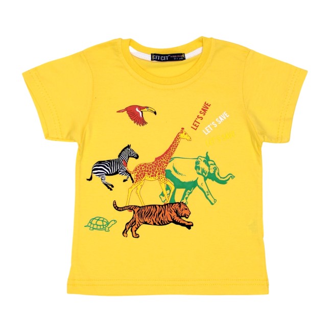 Tricou copii let's save safari galben