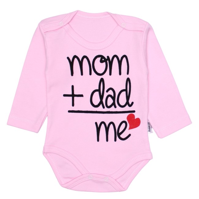 Body bebe bumbac roz mom+dad love me