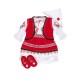 Costum national fetita alb-rosu cu vesta