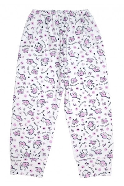 pantaloni copii bumbac ad animalute roz