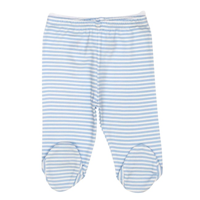 Pantaloni bebe bumbac dungi alb-bleu