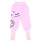 Pantaloni bebe bumbac cu sosete roz animalute
