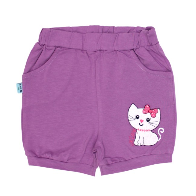 Pantaloni scurți fete lila pisicuta