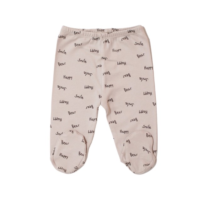 Pantaloni bebe bumbac cu botosel maro smile bear