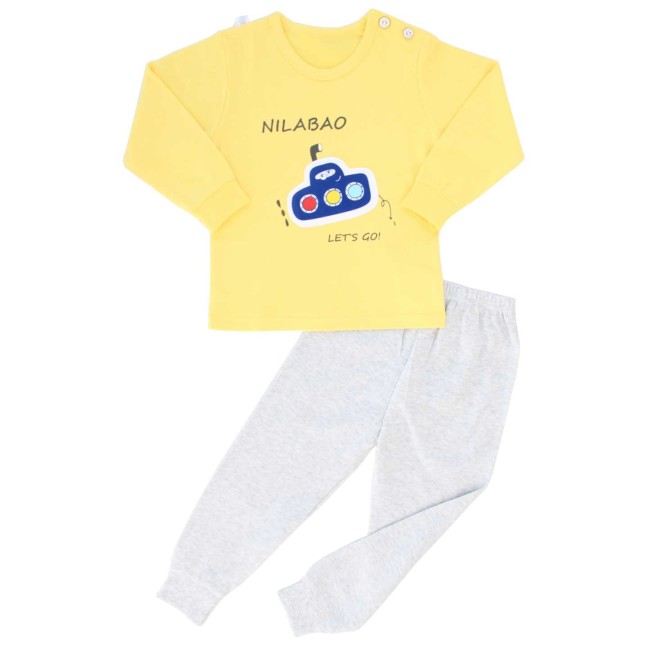 pijamale copii bumbac premium galben submarin