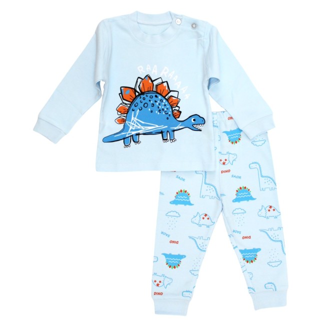 Pijamale copii bumbac premium bleu stegosaurus
