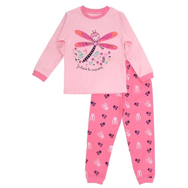 pijamale copii bumbac premium libelula roz