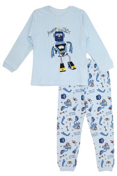 pijamale copii bumbac premium bleu robot