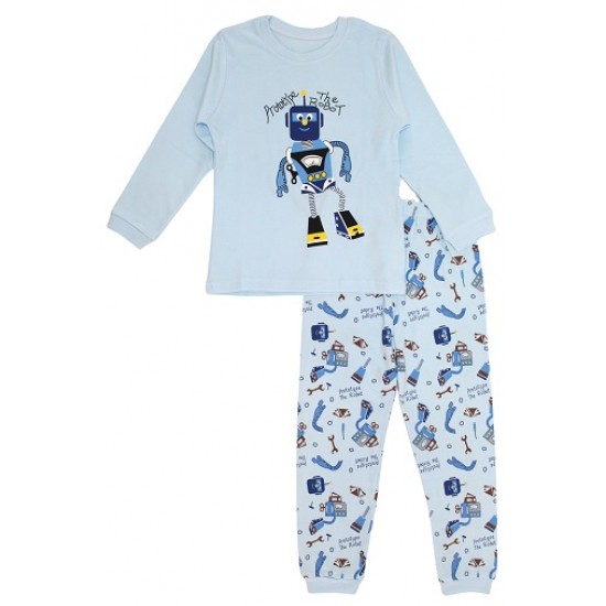 pijamale copii bumbac premium bleu robot