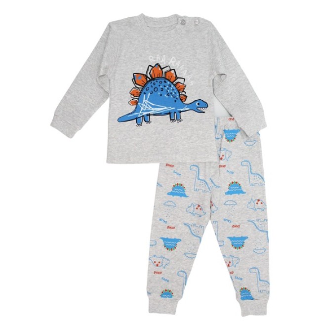 pijamale copii bumbac premium gri stegosaurus