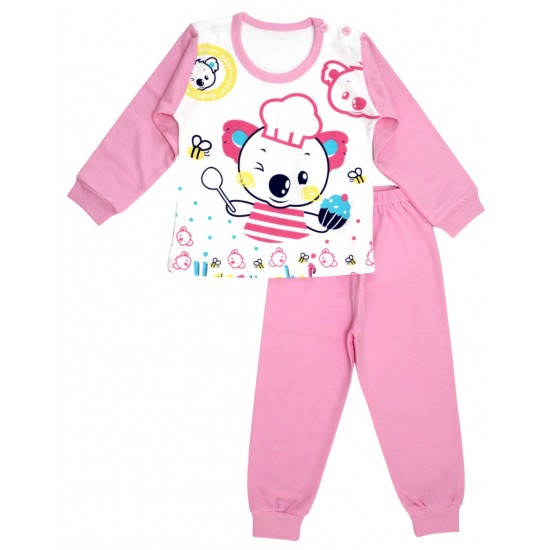 pijamale copii bumbac premium ursulet roz