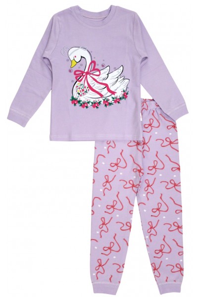 pijamale copii bumbac premium lebada mov