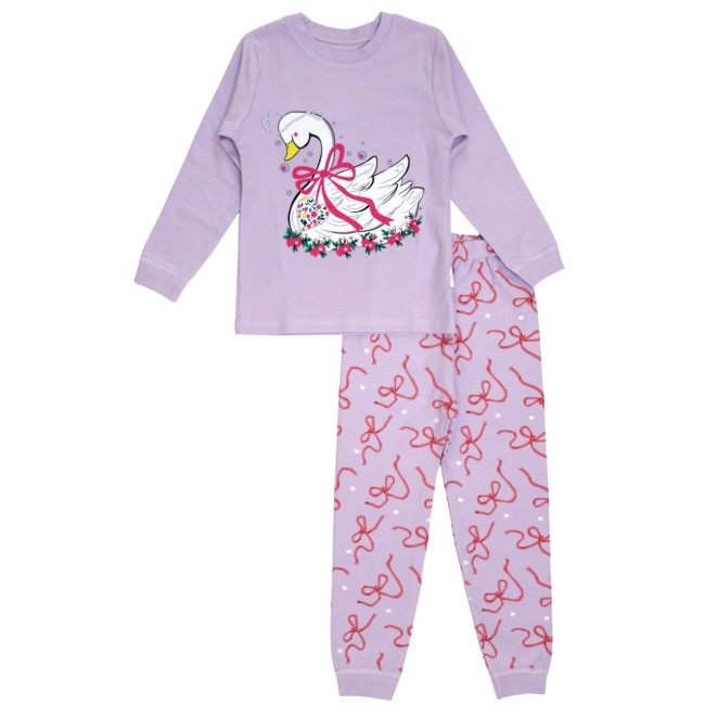 pijamale copii bumbac premium lebada mov