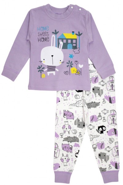 Pijamale copii bumbac premium iepuras sweet home mov