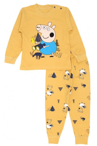 Pijamale copii bumbac premium galben pig