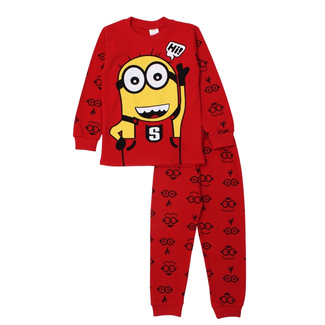 Pijamale copii bumbac rosu minions