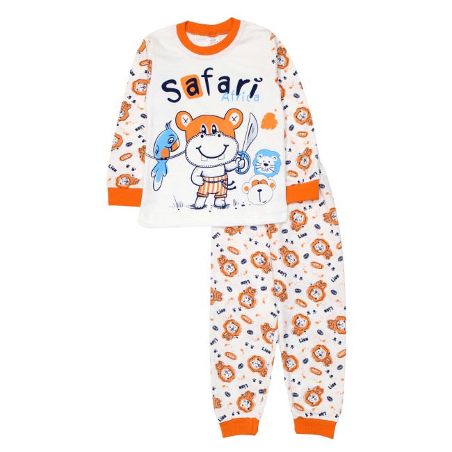 Pijamale copii bumbac safari portocaliu