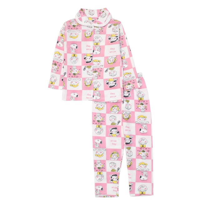 Pijamale copii bumbac roz patratele imagini fetite si baieti
