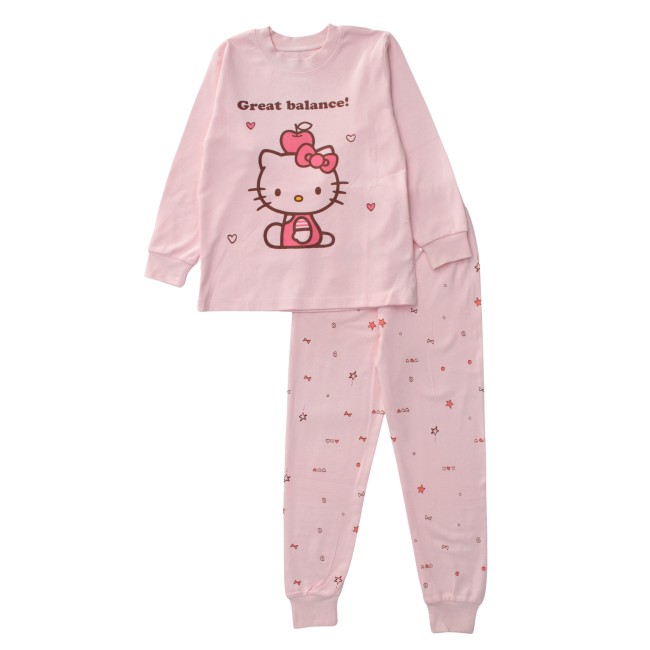 Pijamale copii bumbac premium roz hello kitty great balance