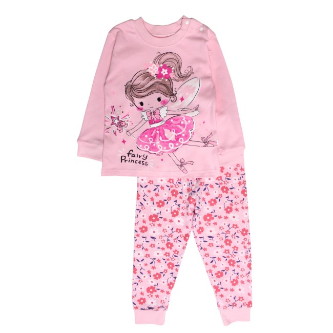 Pijamale copii bumbac premium roz fetita cu aripi
