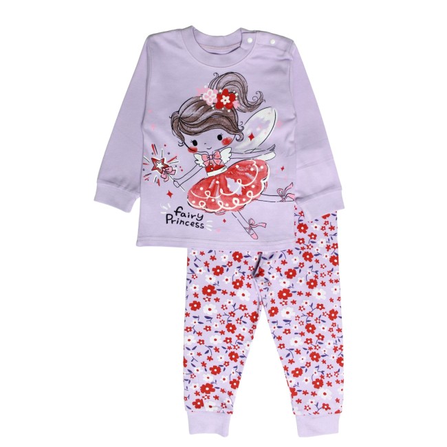 Pijamale copii bumbac premium mov fetita cu aripi