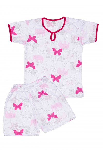 Pijamale copii vara azuga fluturi roz
