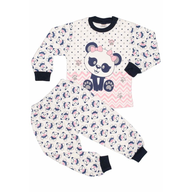Pijamale copii bumbac imprimeu roz panda