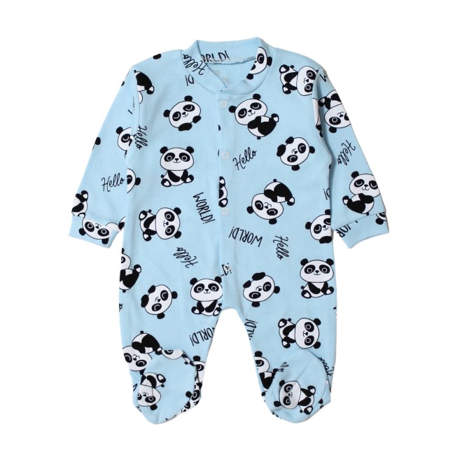 Salopeta bebe bumbac bleu panda