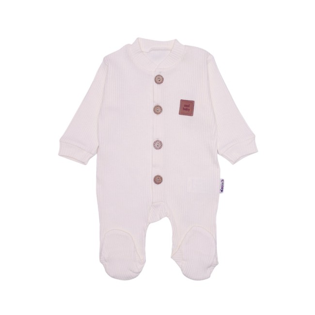 Salopeta bebe bumbac reiat ivory