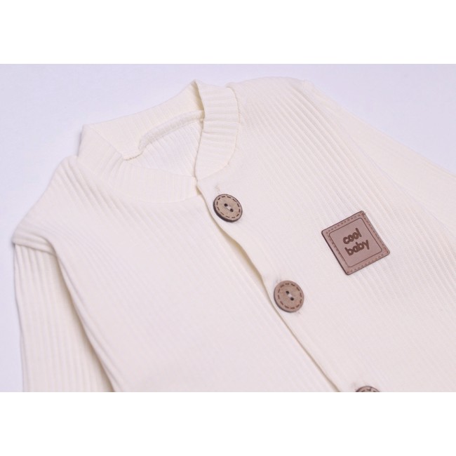 Salopeta bebe bumbac reiat ivory